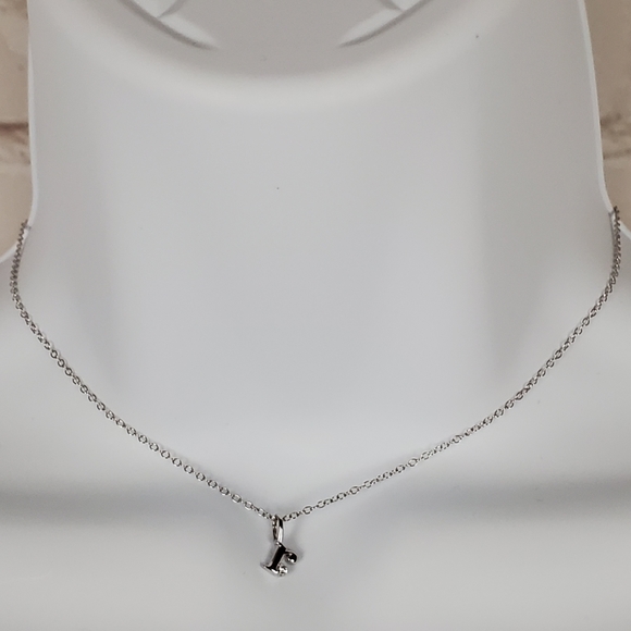 Nadri Sterling Silver Tiny r Pendant Necklace - Picture 8 of 8